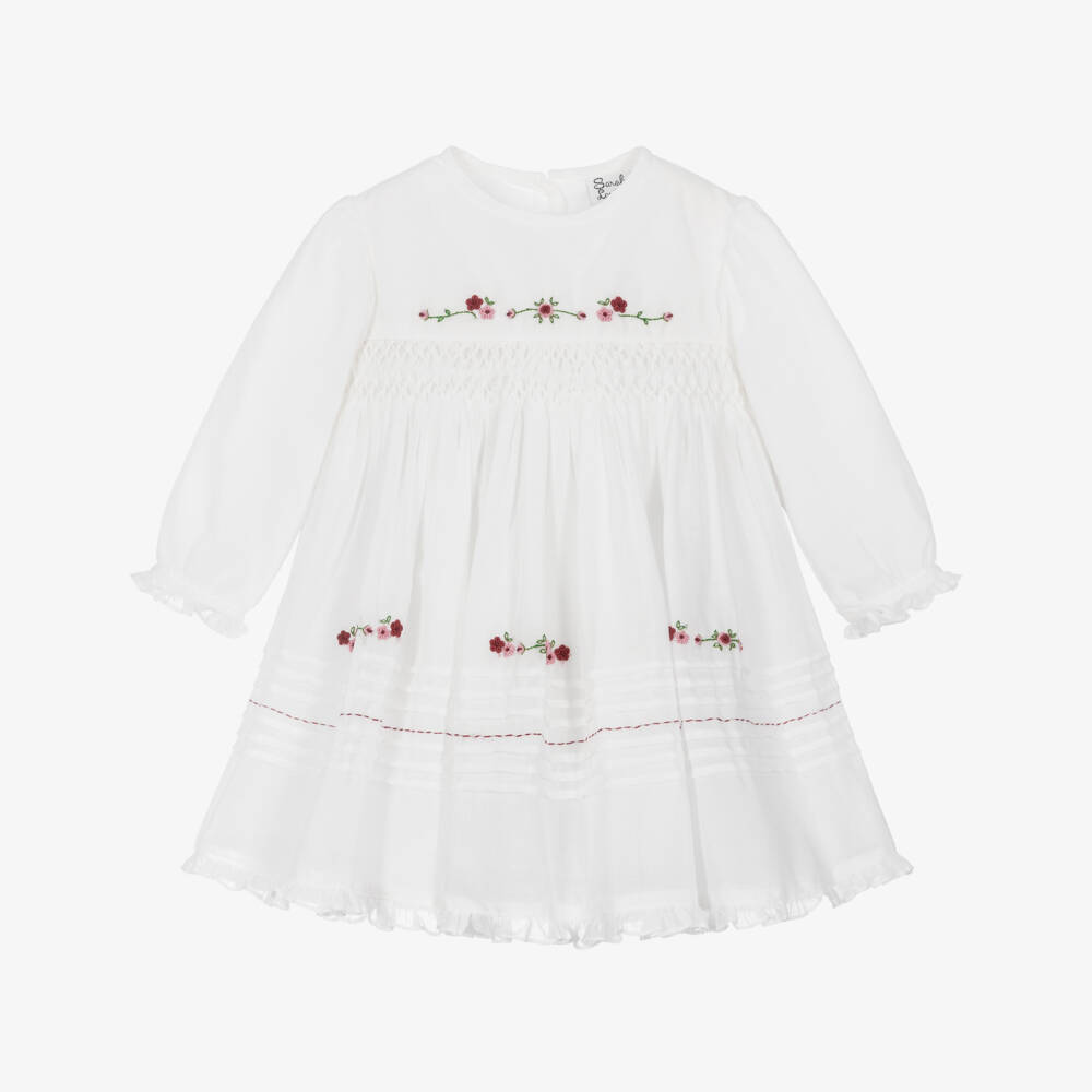 Sarah Louise-Girls Ivory Hand-Embroidered Voile Dress | Childrensalon Outlet