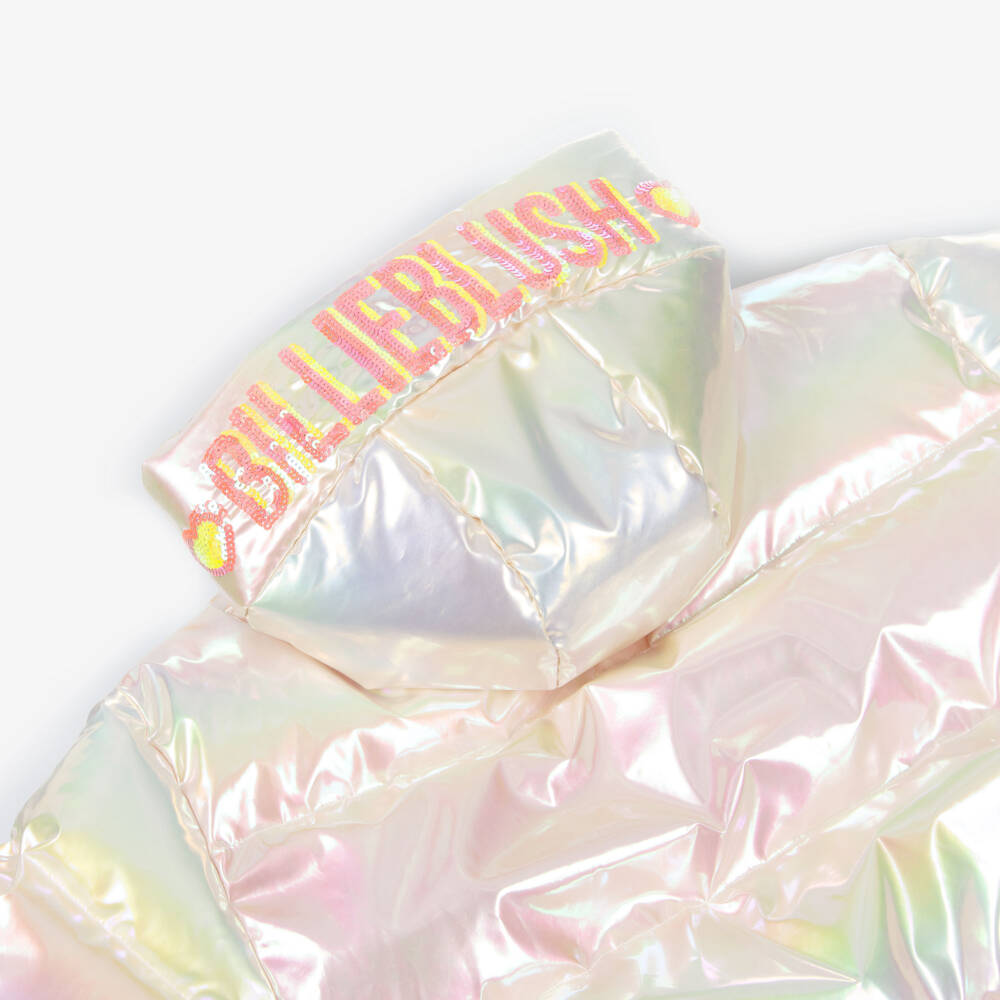 Billieblush-Girls Ivory Iridescent Puffer Coat | Childrensalon Outlet