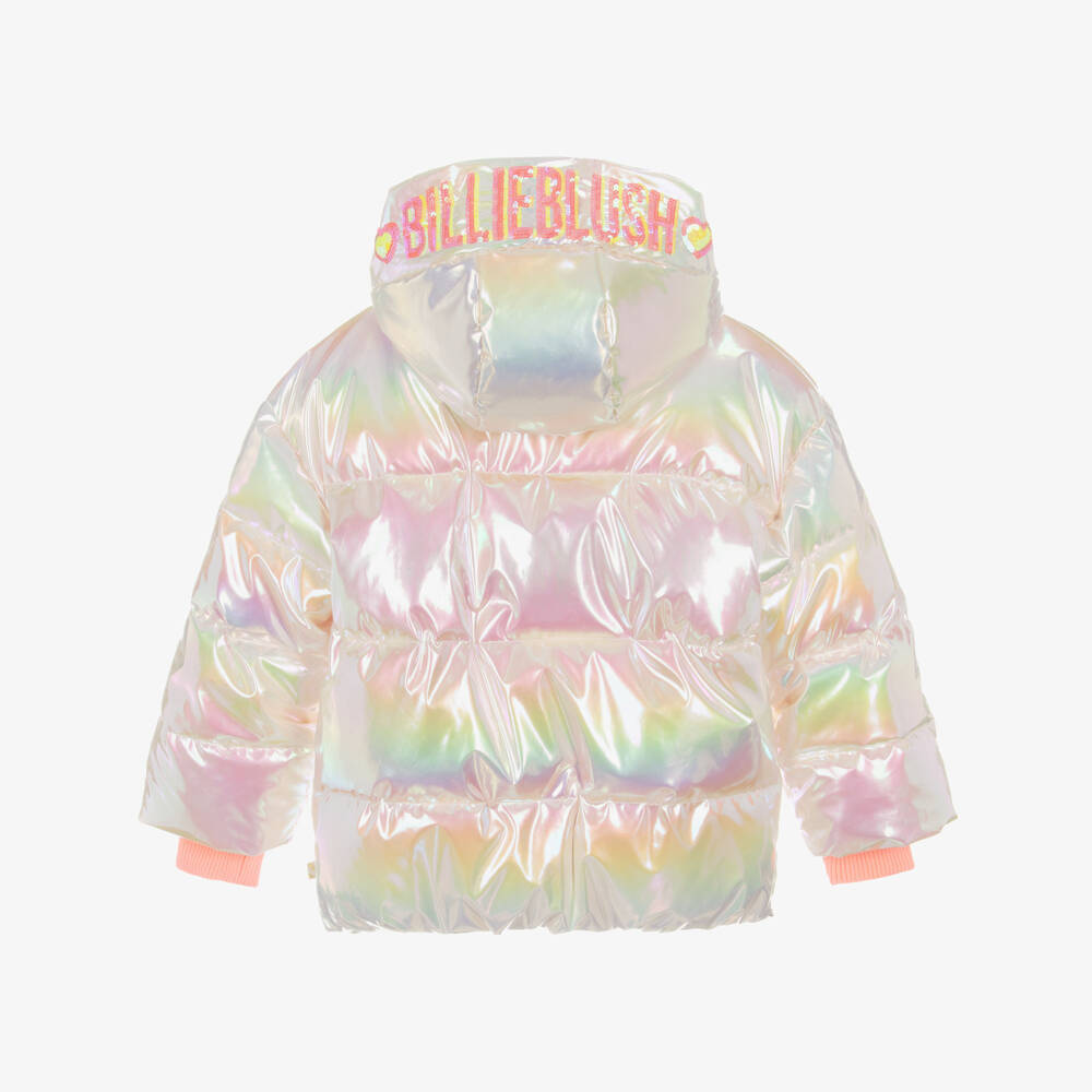 Billieblush-Girls Ivory Iridescent Puffer Coat | Childrensalon Outlet