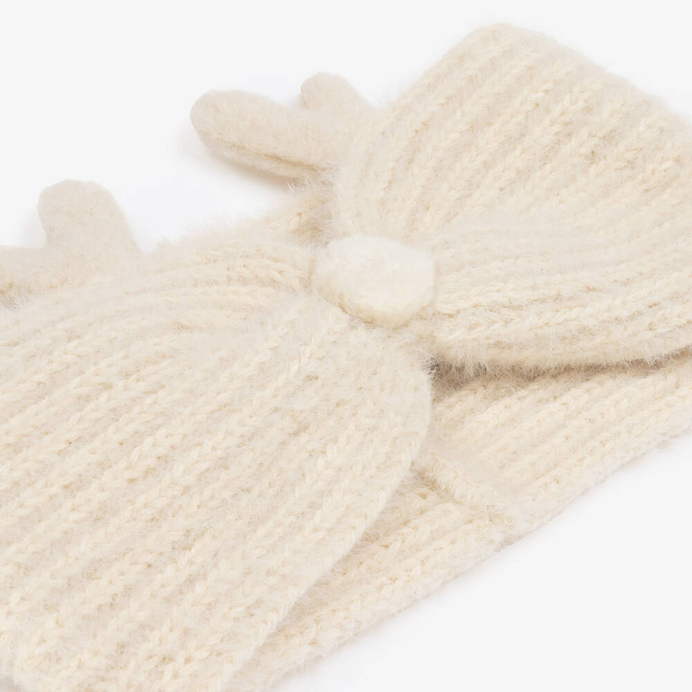 Jamiks-Girls Ivory Knitted Antler Headband | Childrensalon Outlet