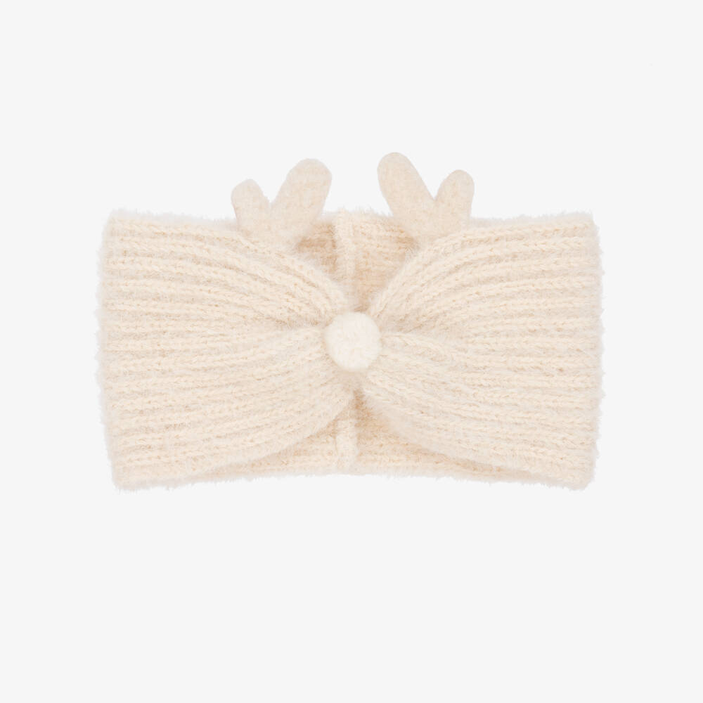 Jamiks-Girls Ivory Knitted Antler Headband | Childrensalon Outlet
