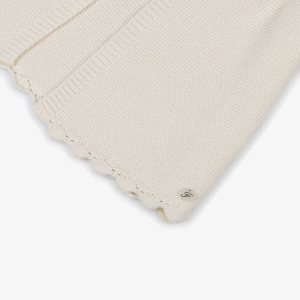 Foque-Girls Ivory Knitted Coat & Bonnet Set | Childrensalon Outlet