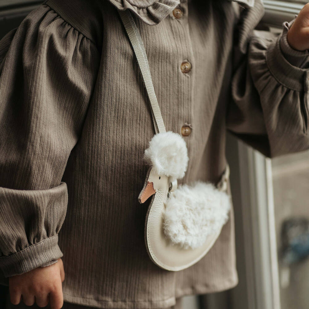 Donsje-Girls Ivory Leather Duck Purse (20cm) | Childrensalon Outlet