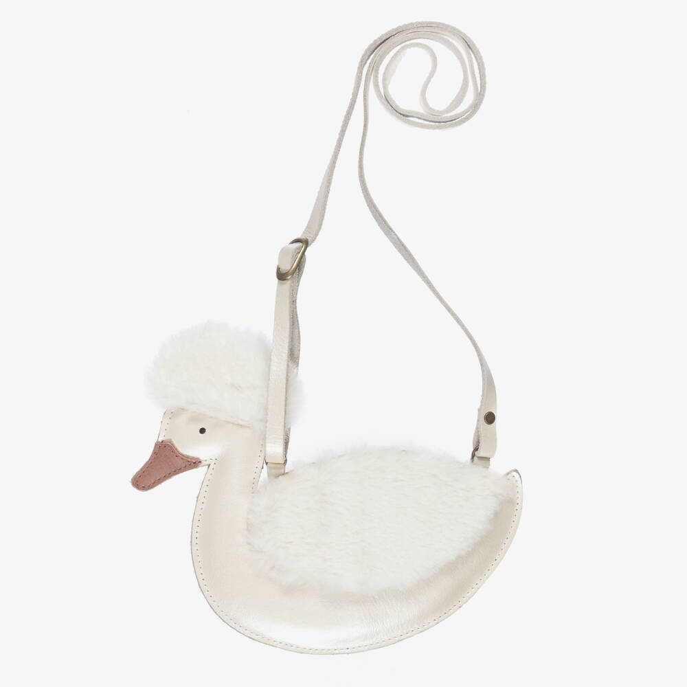 Donsje-Girls Ivory Leather Duck Purse (20cm) | Childrensalon Outlet