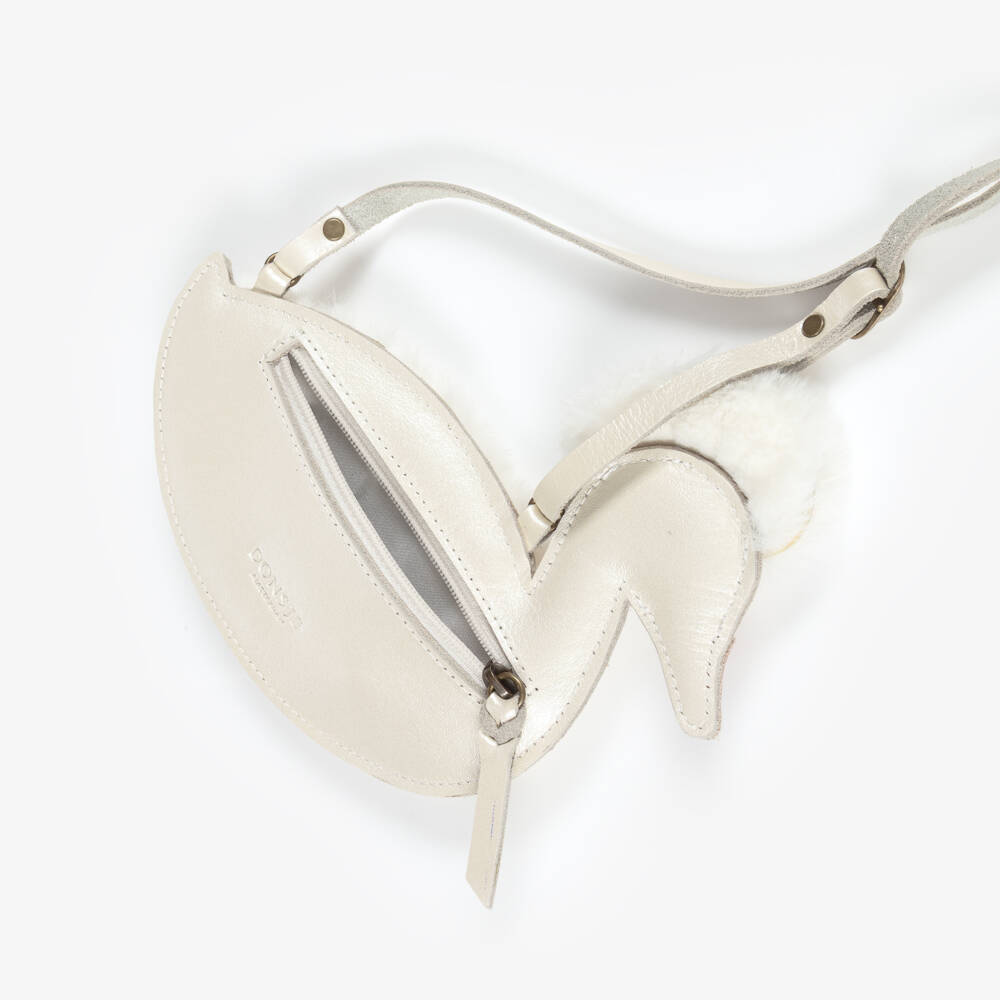Donsje-Girls Ivory Leather Duck Purse (20cm) | Childrensalon Outlet