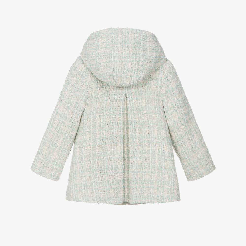 Lapin House-Girls Ivory & Mint Green Tweed Coat | Childrensalon Outlet
