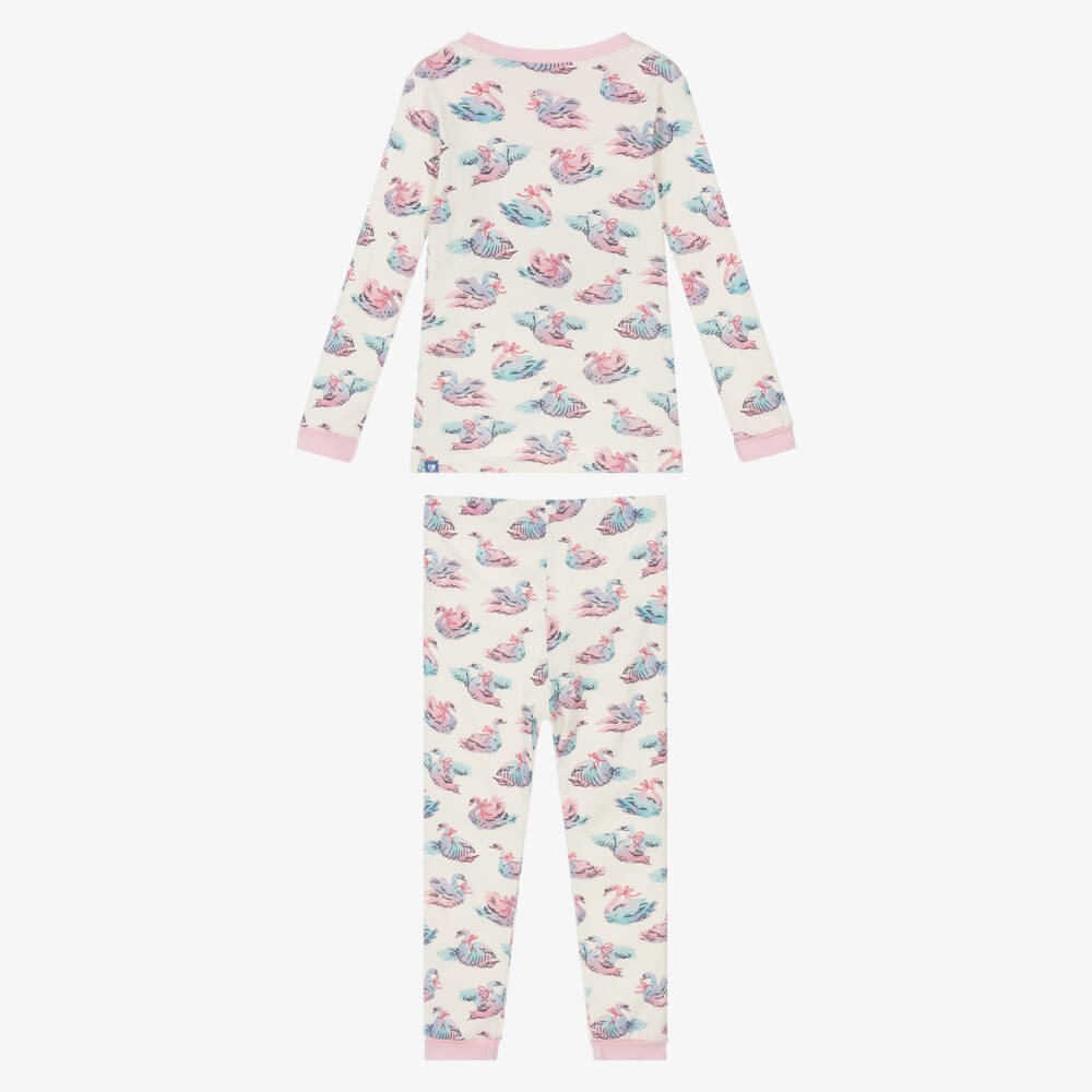 Hatley-Girls Ivory Organic Cotton Elegant Swans Pyjamas | Childrensalon Outlet