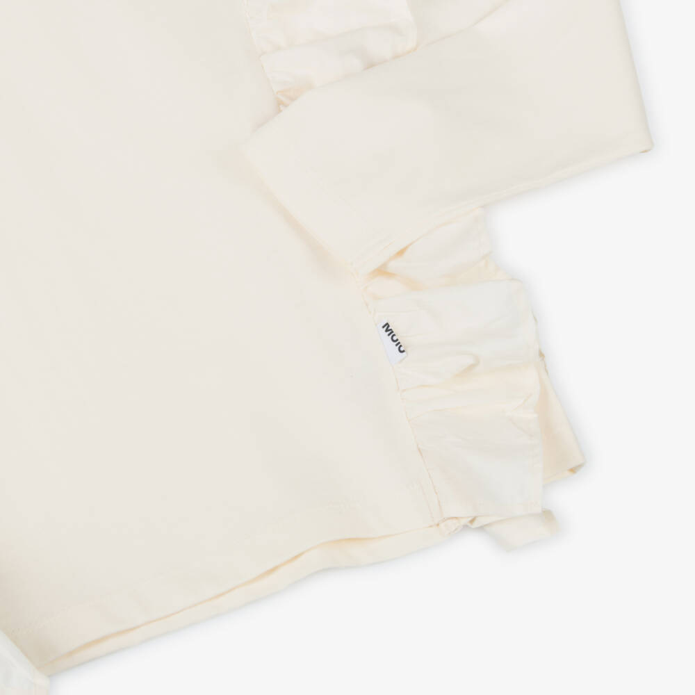 Molo-Girls Ivory Organic Cotton Ruffle Top | Childrensalon Outlet