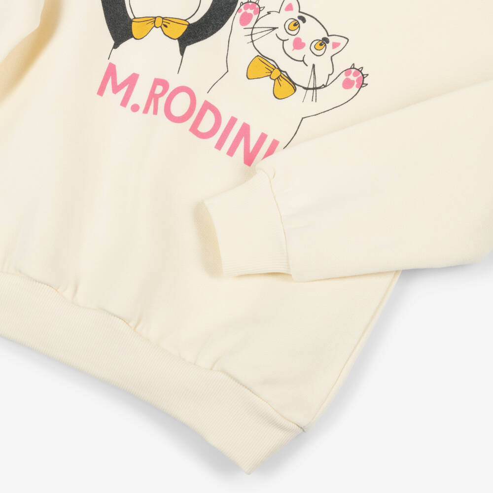 Mini Rodini-Girls Ivory Panda & Cat Cotton Sweatshirt | Childrensalon Outlet