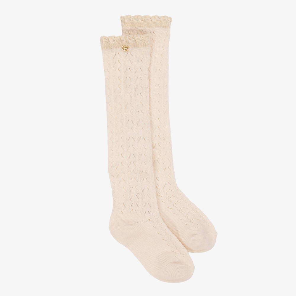 Abel & Lula-Girls Ivory Patterned Cotton Socks | Childrensalon Outlet