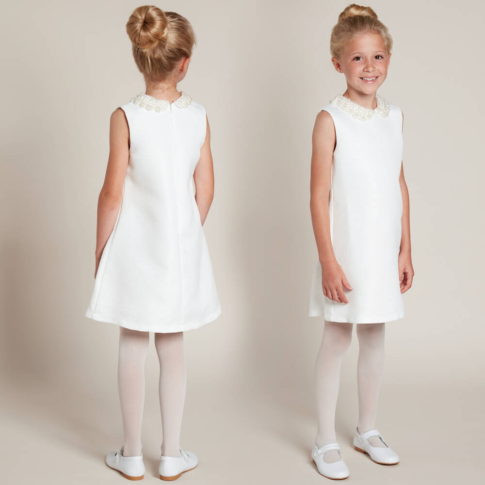 Romano-Girls Ivory Pearl Collar Dress | Childrensalon Outlet