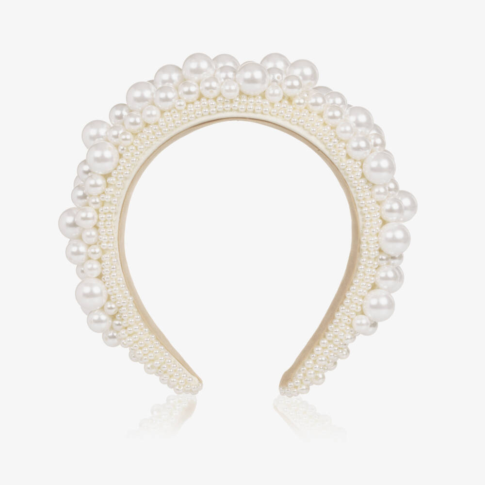 Sienna Likes To Party-Girls Ivory Pearl Hairband | Childrensalon Outlet