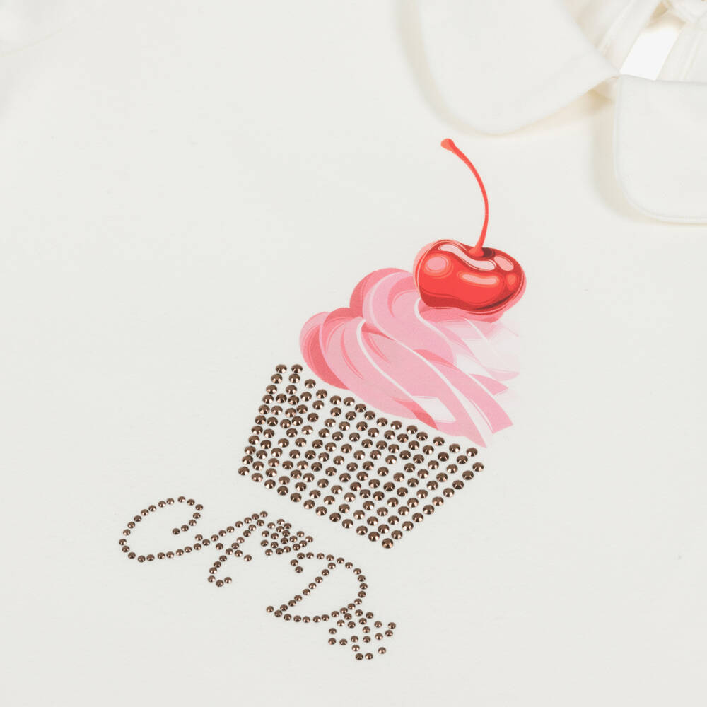 A Dee-Girls Ivory & Pink Bear Print Jersey Skirt Set | Childrensalon Outlet