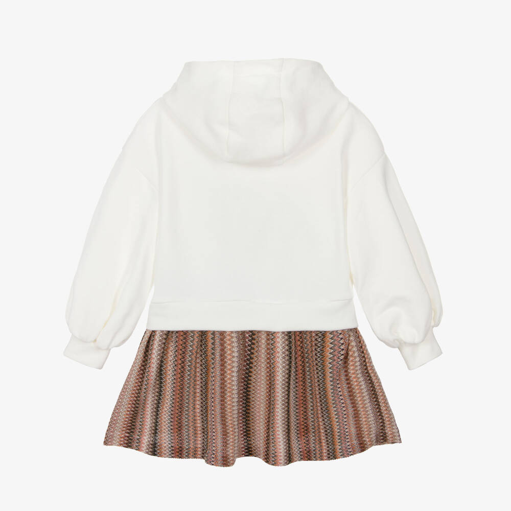 Missoni-Girls Ivory, Pink & Beige Cotton Zigzag Sweatshirt Dress | Childrensalon Outlet
