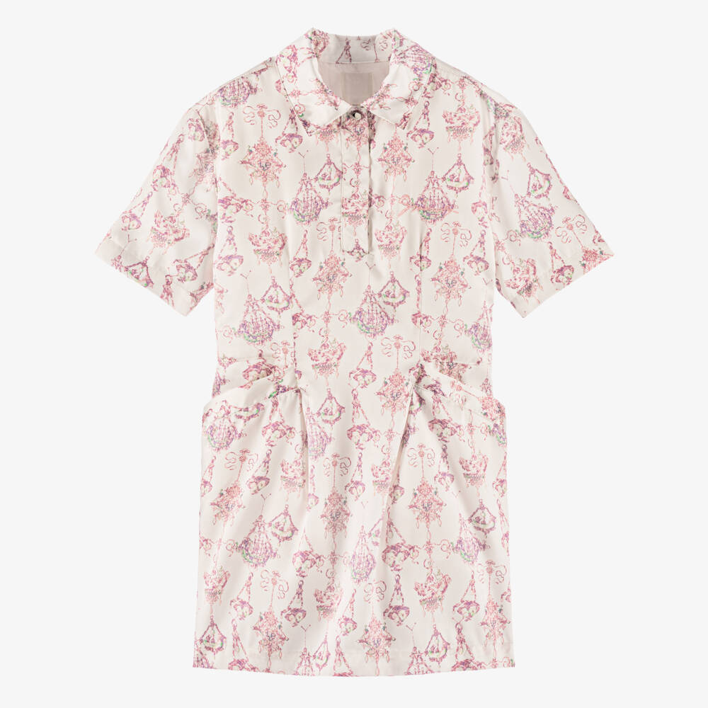 Givenchy-فستان ساتان وردي للبنات بتصميم ثريا | Childrensalon Outlet