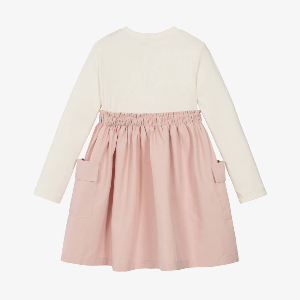 Mayoral-Girls Ivory & Pink Contrast Dress | Childrensalon Outlet