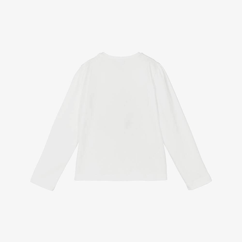 Mayoral-Girls Ivory & Pink Cotton Long-Sleeve Graphic Top | Childrensalon Outlet