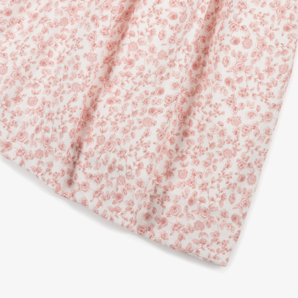 Kidiwi-Girls Ivory & Pink Floral Cotton Dress | Childrensalon Outlet