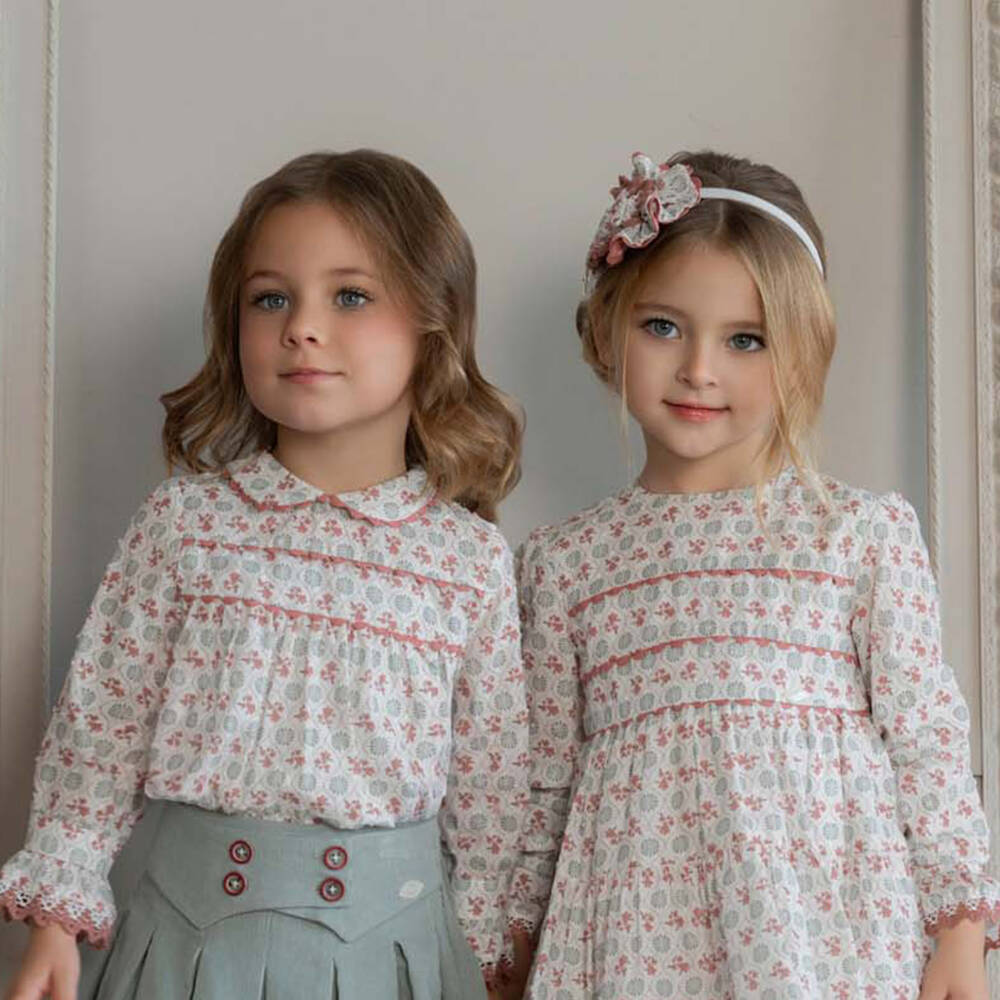 Miranda-Girls Ivory & Pink Floral Rosette Hairband | Childrensalon Outlet