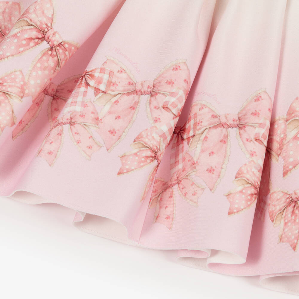 Monnalisa-Girls Ivory & Pink Ombré Milano Jersey Bow Print Dress | Childrensalon Outlet