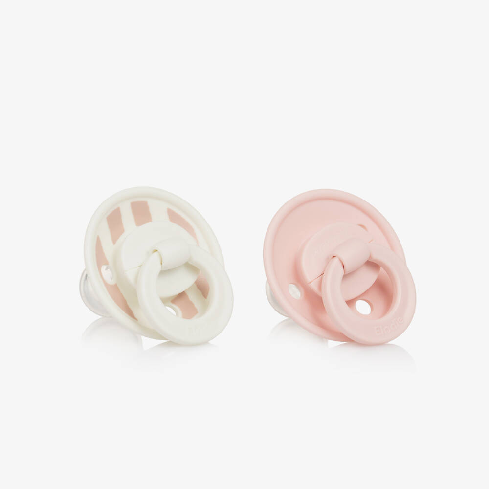 Elodie-Girls Ivory & Pink Stripe Binky Bundle Dummies (2 Pack) | Childrensalon Outlet