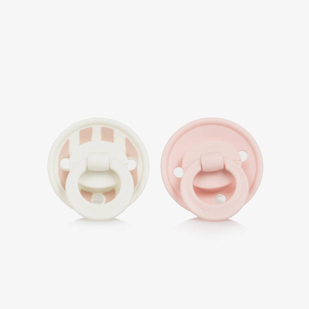 Elodie-Girls Ivory & Pink Stripe Binky Bundle Dummies (2 Pack) | Childrensalon Outlet