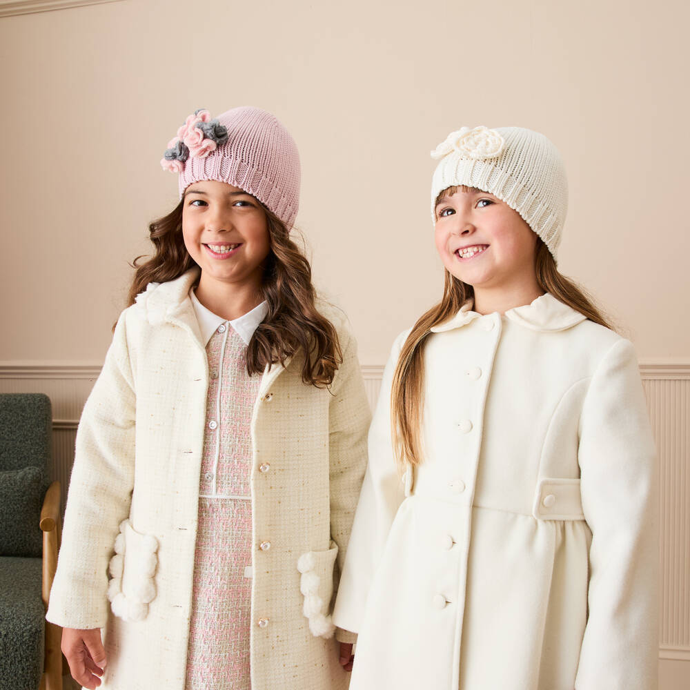 Lapin House-Girls Ivory & Pink Tweed Collared Dress | Childrensalon Outlet