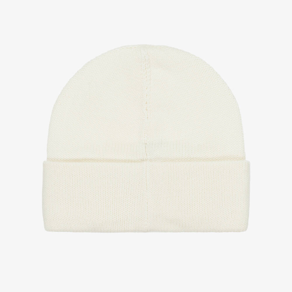 Ralph Lauren-Girls Ivory Polo Bear Cotton Knit Beanie Hat | Childrensalon Outlet