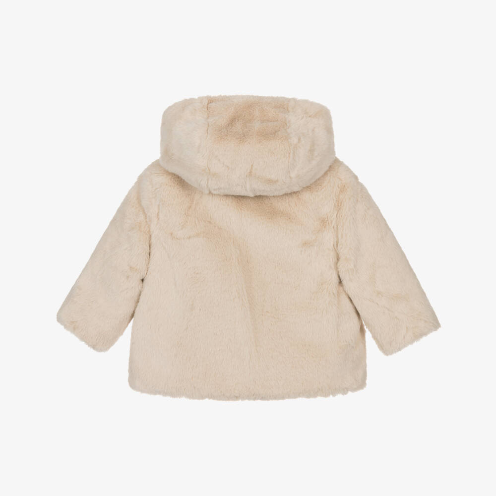 Mayoral-Girls Ivory Puffer & Faux Fur Reversible Jacket | Childrensalon Outlet