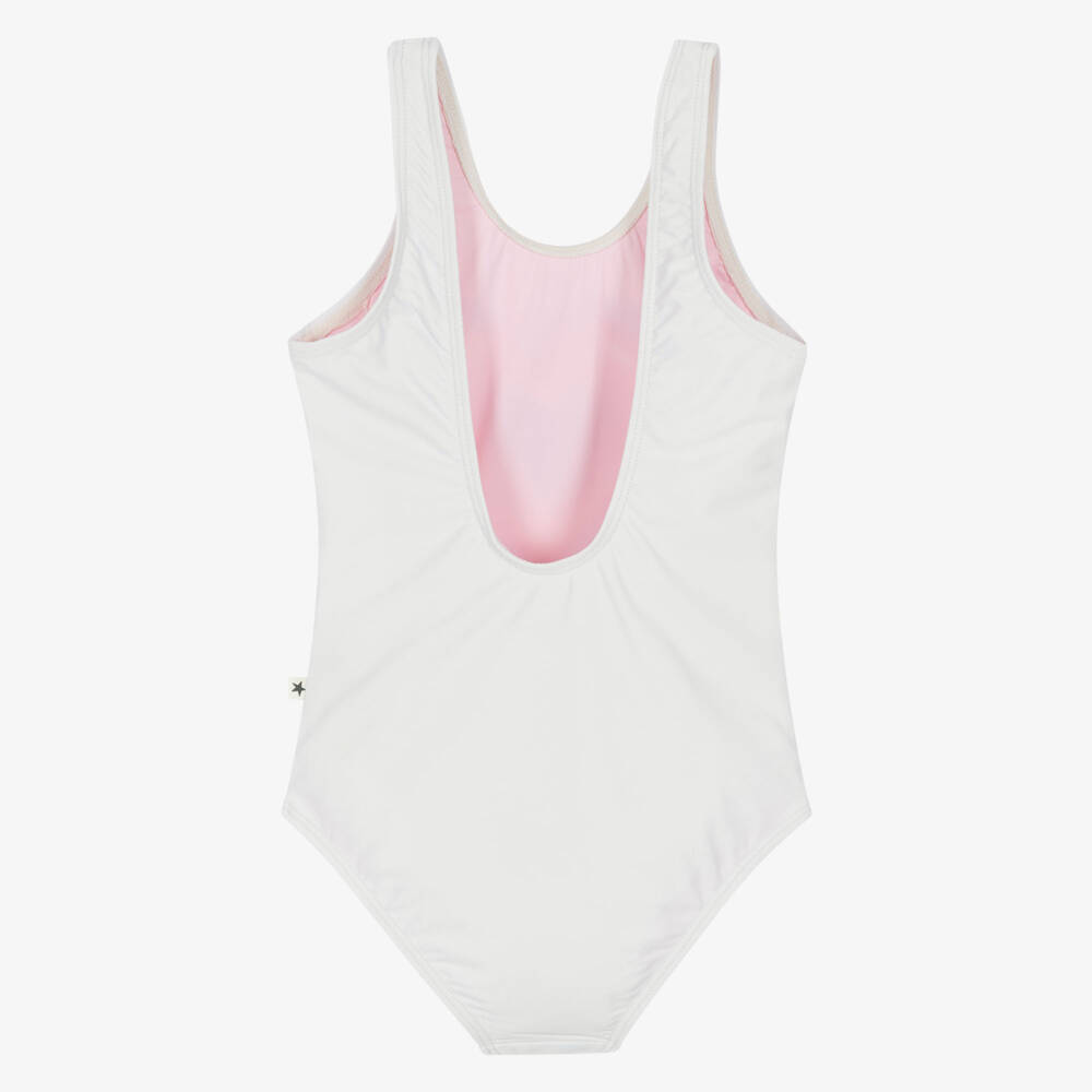 Molo-Girls Ivory Rainbow Heart Print Swimsuit (UPF50+) | Childrensalon Outlet