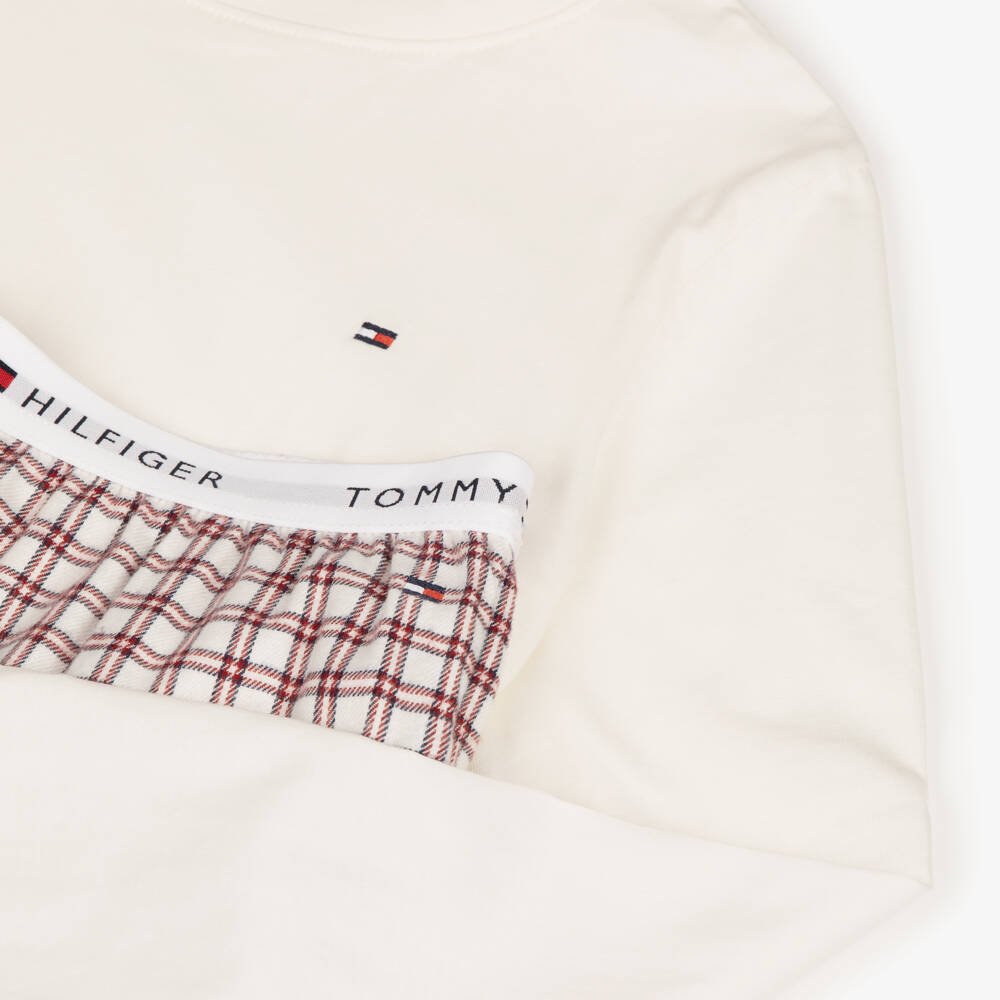Tommy Hilfiger-Girls Ivory & Red Check Pyjamas | Childrensalon Outlet