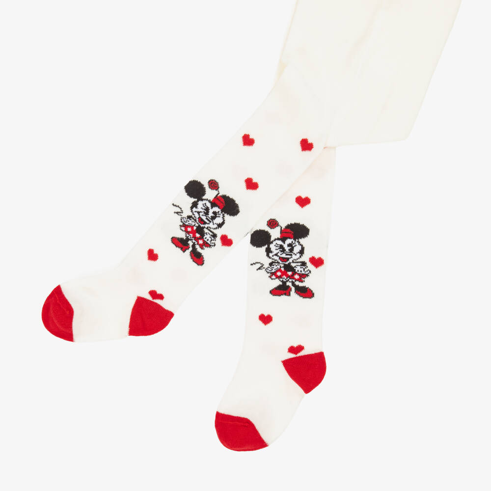 Monnalisa-Girls Ivory & Red Disney Minnie Mouse Tights | Childrensalon Outlet