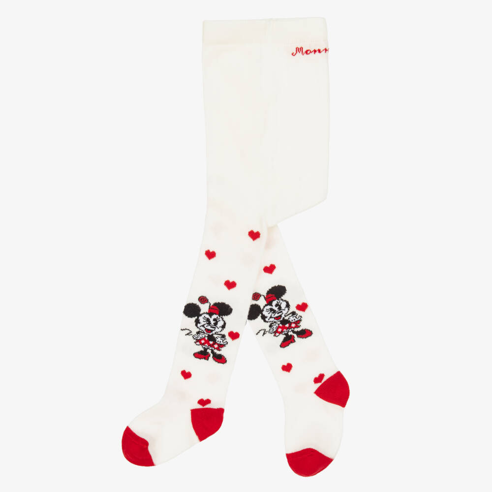 Monnalisa-Girls Ivory & Red Disney Minnie Mouse Tights | Childrensalon Outlet