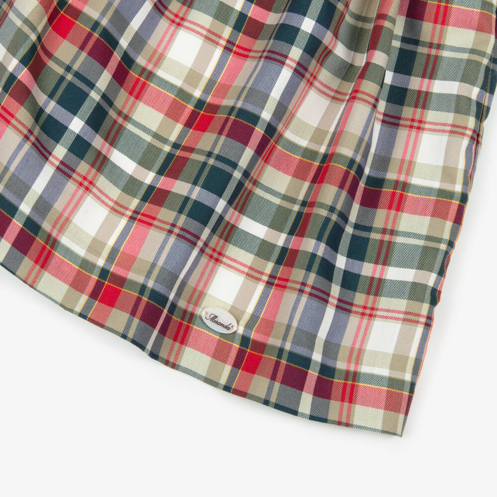 Miranda-فستان بناتي عاجي وأحمر بنقشة الترتان | Childrensalon Outlet