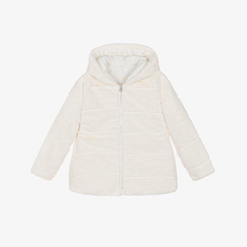Lapin House-Girls Ivory Reversible Star & Faux Fur Coat | Childrensalon Outlet