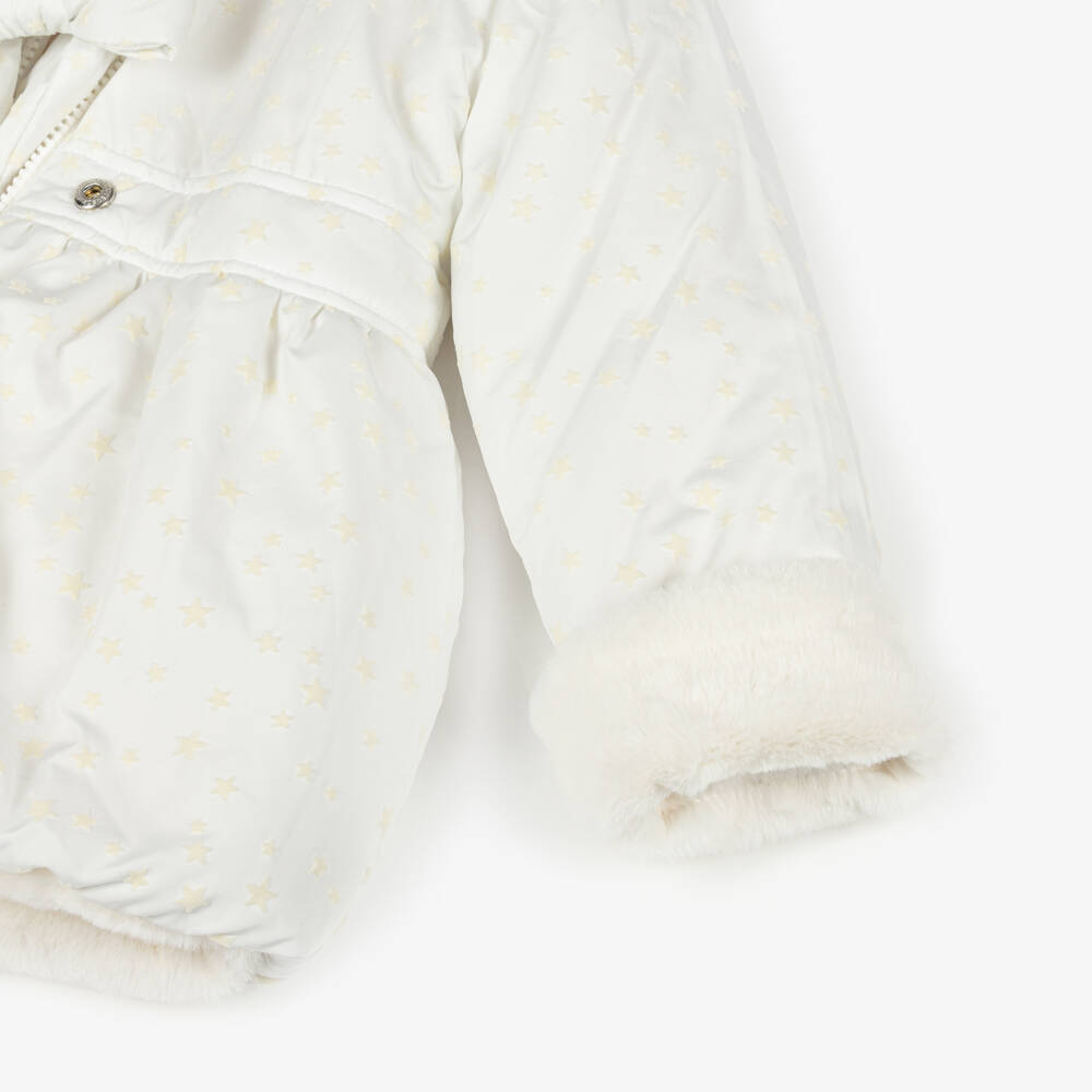 Lapin House-Girls Ivory Reversible Star & Faux Fur Coat | Childrensalon Outlet