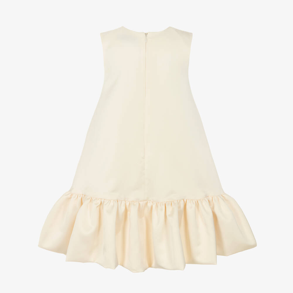 Jessie and James London-Girls Ivory Satin 3D Flower Dress | Childrensalon Outlet