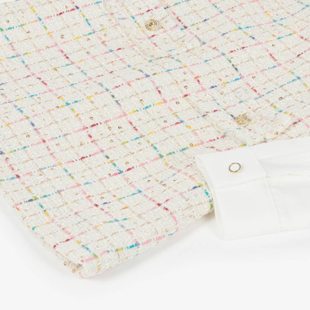 Lapin House-Girls Ivory Sequinned Tweed Dress | Childrensalon Outlet
