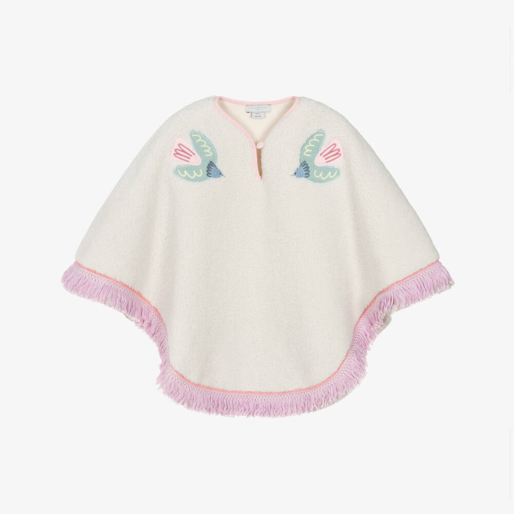 Stella McCartney Kids-Girls Ivory Sherpa Fleece Bird Cape | Childrensalon Outlet