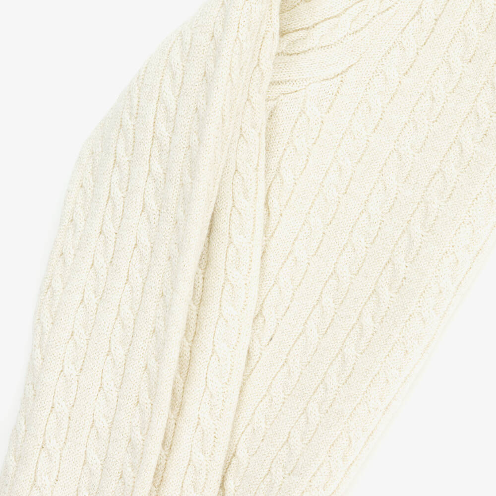 Ralph Lauren-Girls Ivory & Shimmery Gold Cable Knit Cardigan | Childrensalon Outlet