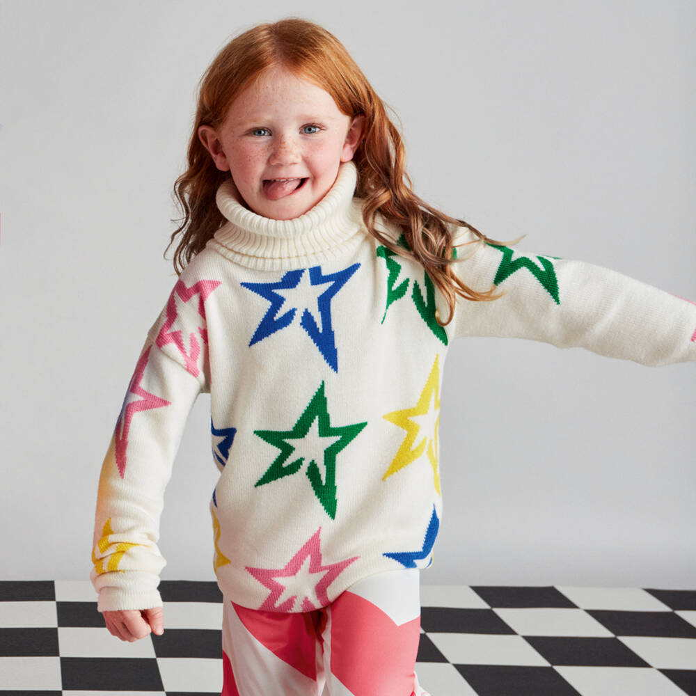 Perfect Moment-Girls Ivory Star Merino Wool Sweater | Childrensalon Outlet