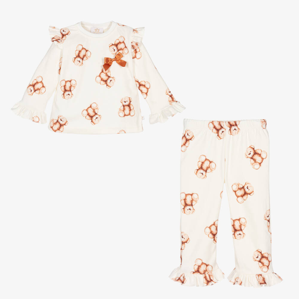 Caramelo Kids-Girls Ivory Teddy Bear Pyjamas | Childrensalon Outlet