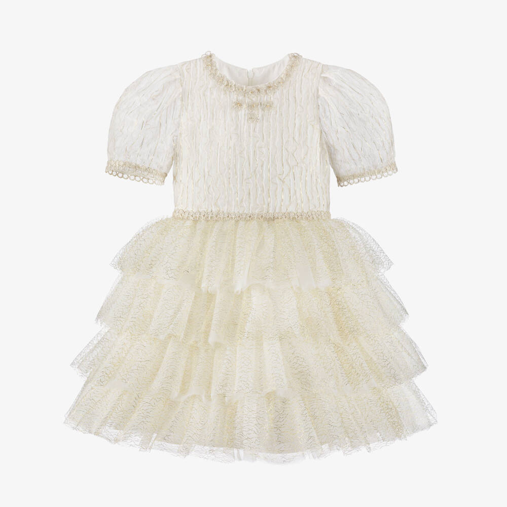 EIRENE-Кремовое многослойное платье из тюля для девочек | Childrensalon Outlet