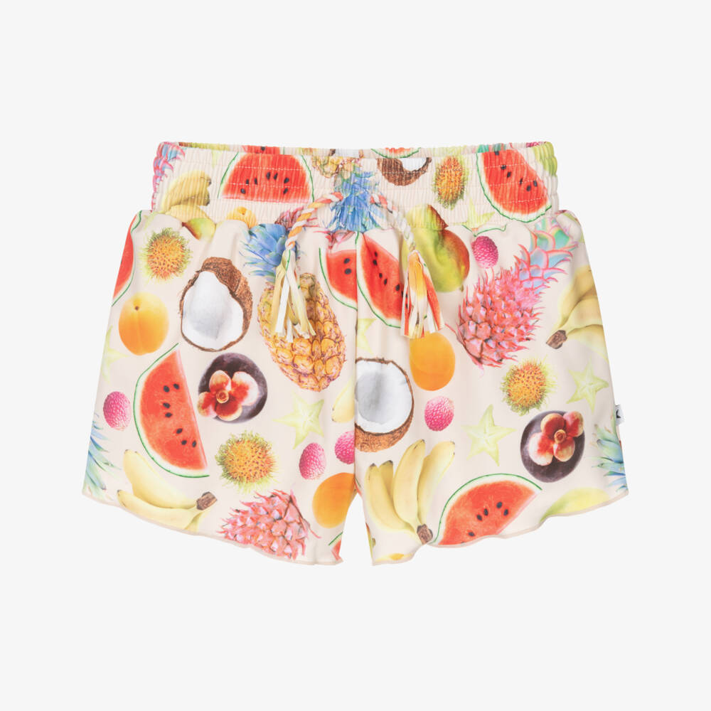 Molo-Girls Ivory Tropical Fruit Shorts (UPF50+) | Childrensalon Outlet