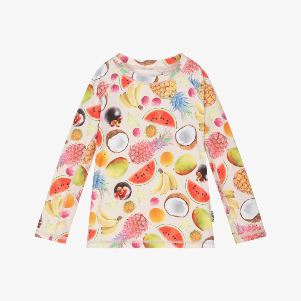 Molo-Girls Ivory Tropical Fruit Swim Top (UPF50+) | Childrensalon Outlet