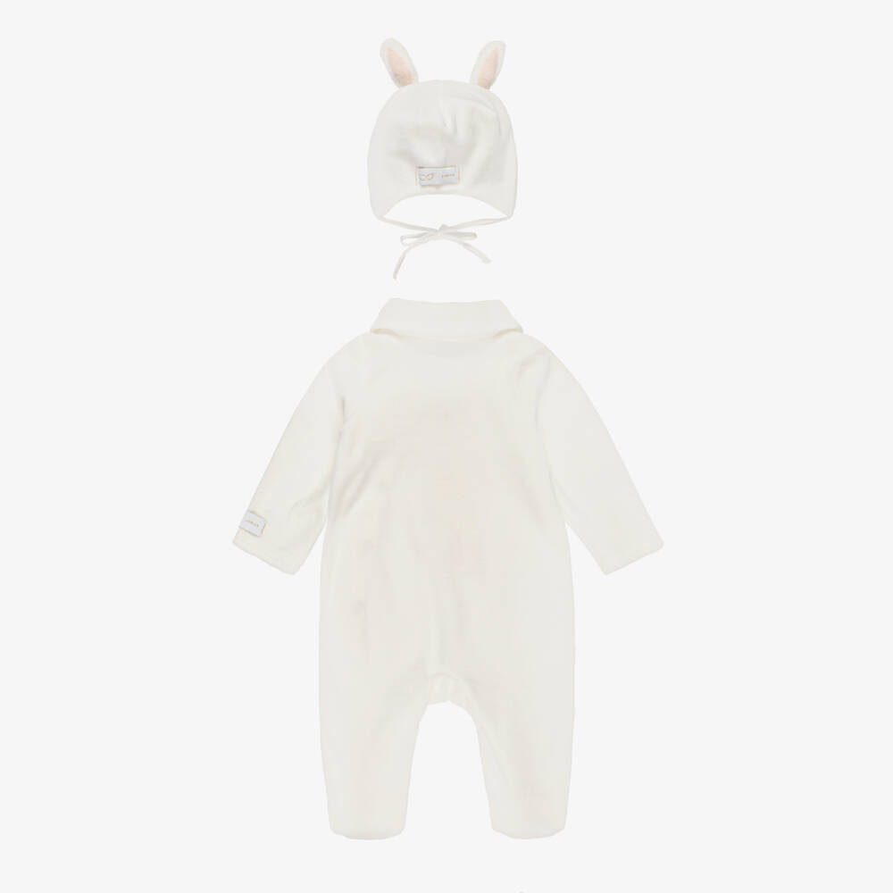 Jamiks-Girls Ivory Velour Ballerina Bunny Babysuit Set | Childrensalon Outlet