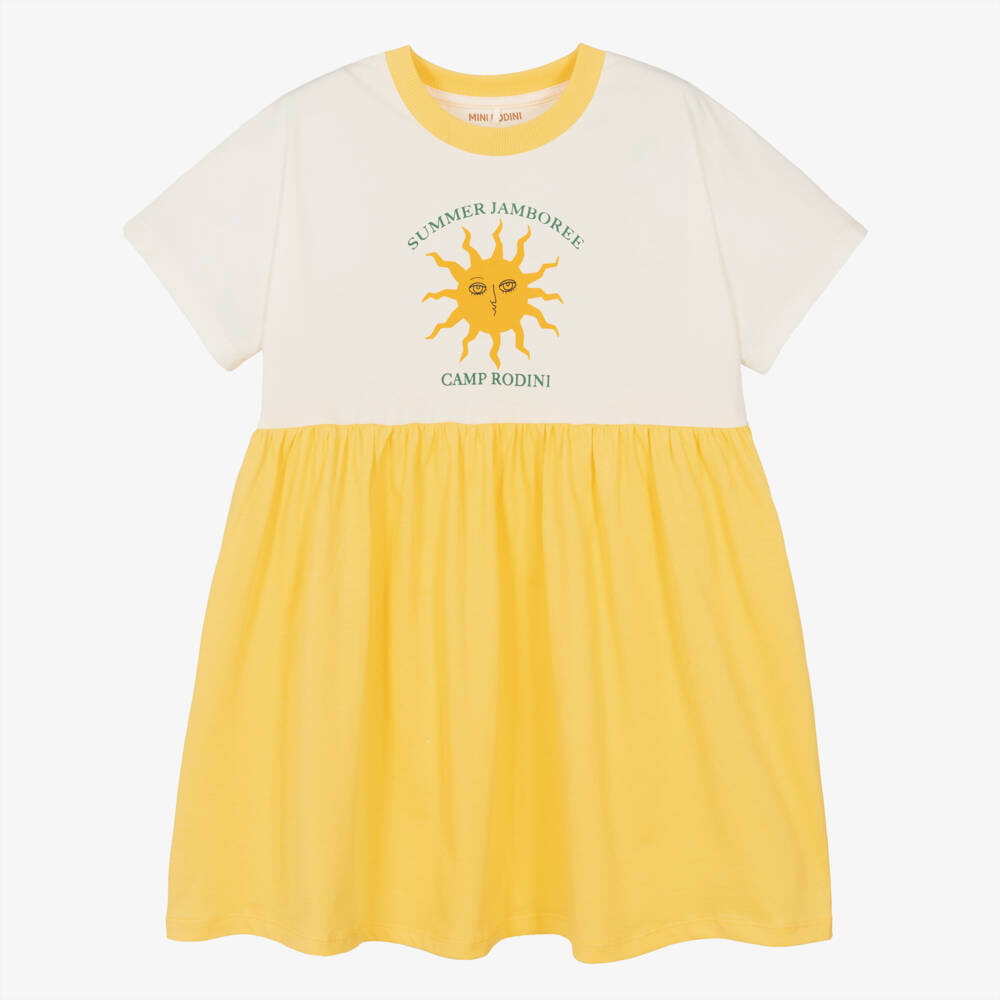 Mini Rodini-فستان شمس عاجي وأصفر للبنات | Childrensalon Outlet