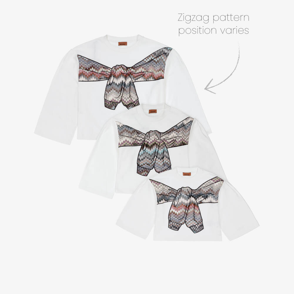 Missoni-Girls Ivory Zigzag Trim Cotton Sweatshirt | Childrensalon Outlet