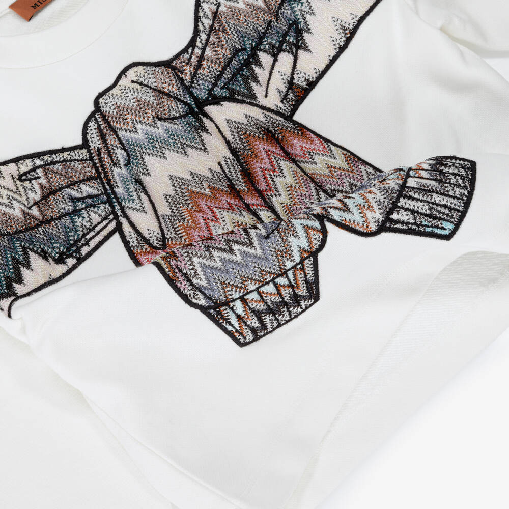 Missoni-Girls Ivory Zigzag Trim Cotton Sweatshirt | Childrensalon Outlet