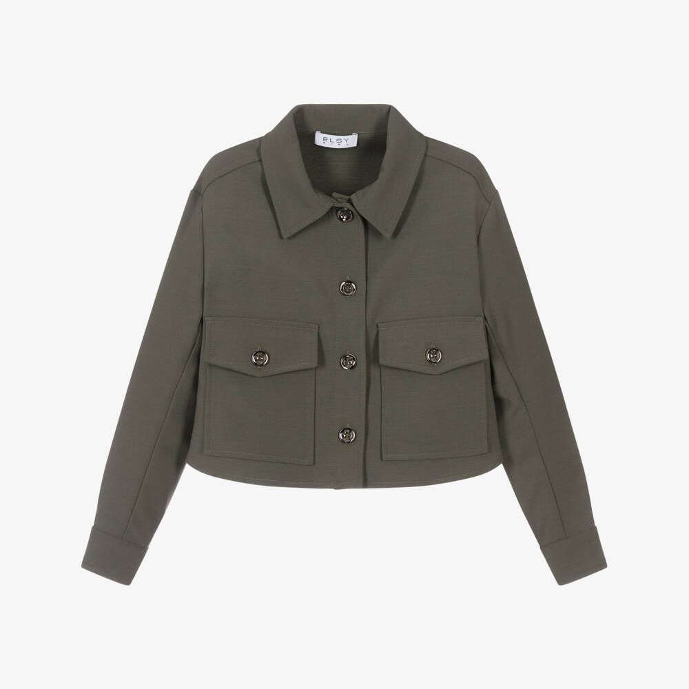 Elsy-Girls Khaki Green Boxy Jacket | Childrensalon Outlet